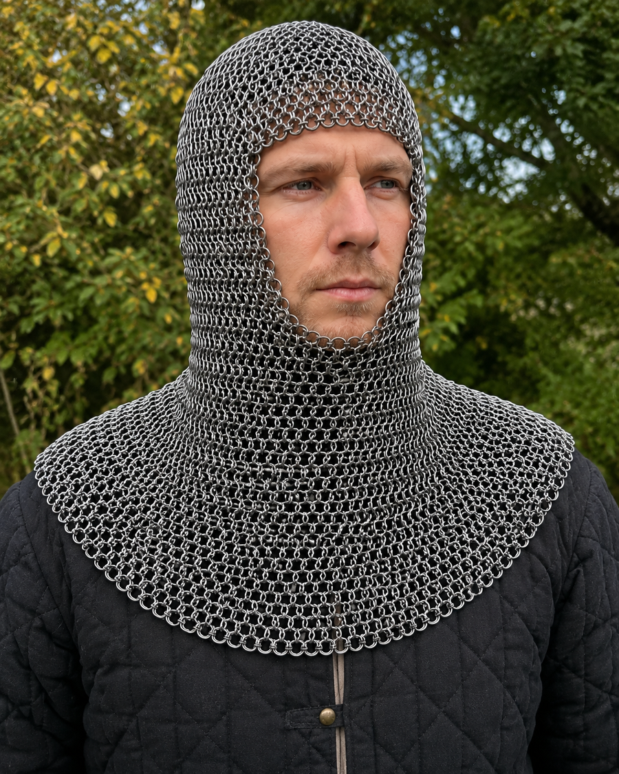 TRW Historical Riveted Mail Coif – 8 mm Flat Ring