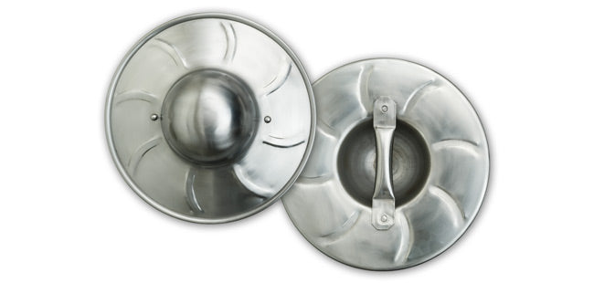 GDFB Large Dome Spiral Fluted Buckler with Handle, 14G