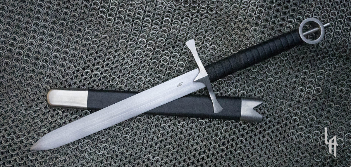 Irish Dagger with scabbard on mail background