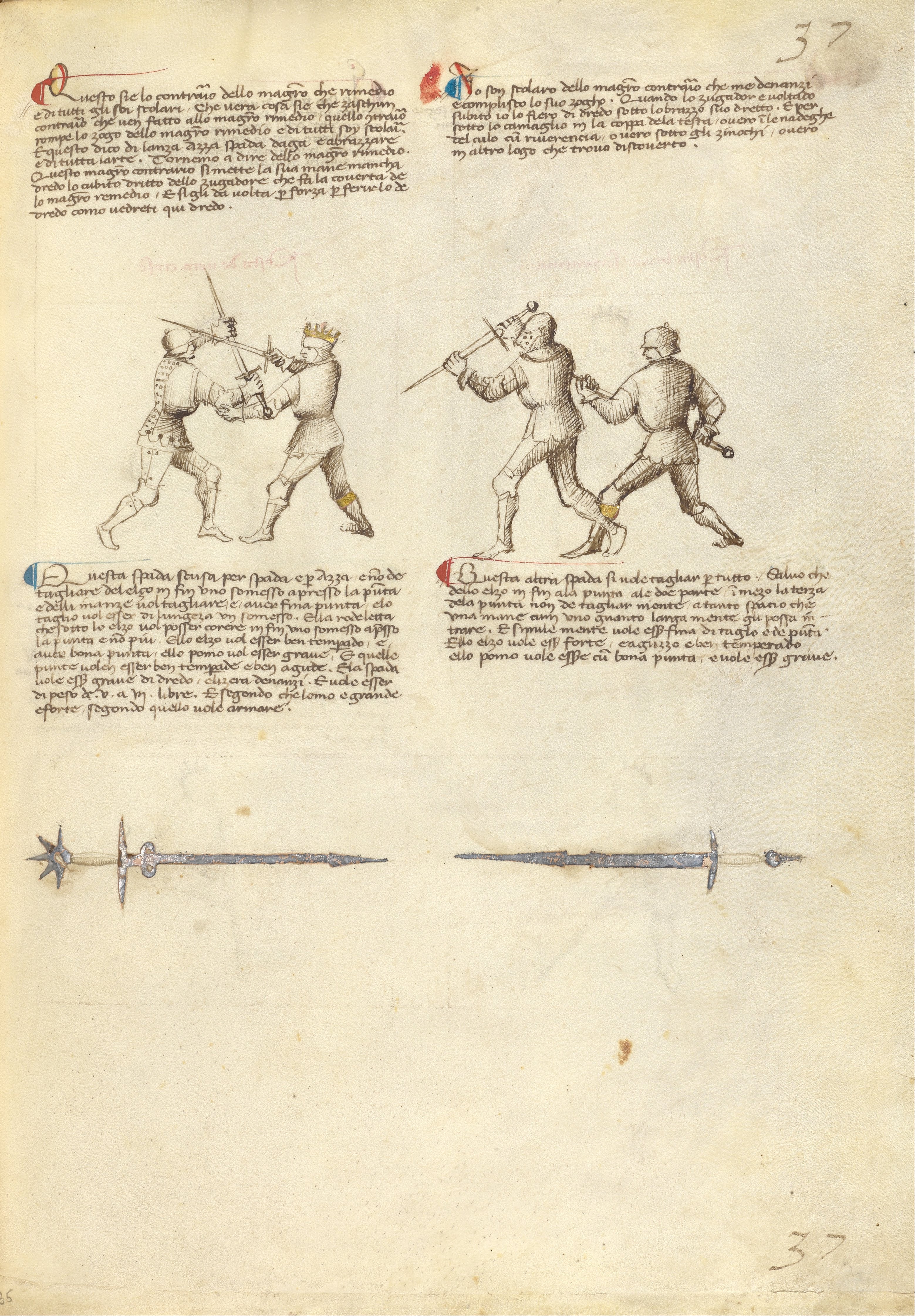 Fiore dei Liberi martial manuscript illustration, circa 1410